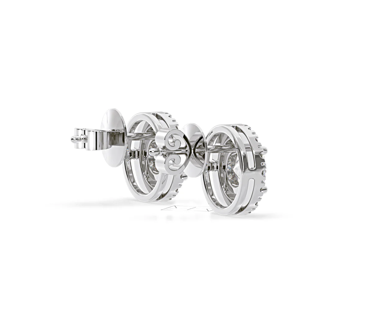 Ella Lab Diamond Halo Earrings 1.34ct in 18K White Gold F/VS1 - Image 60