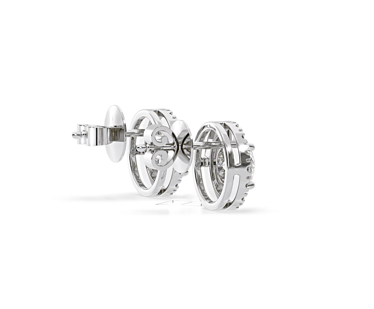 Ella Lab Diamond Halo Earrings 1.34ct in 18K White Gold F/VS1 - Image 61