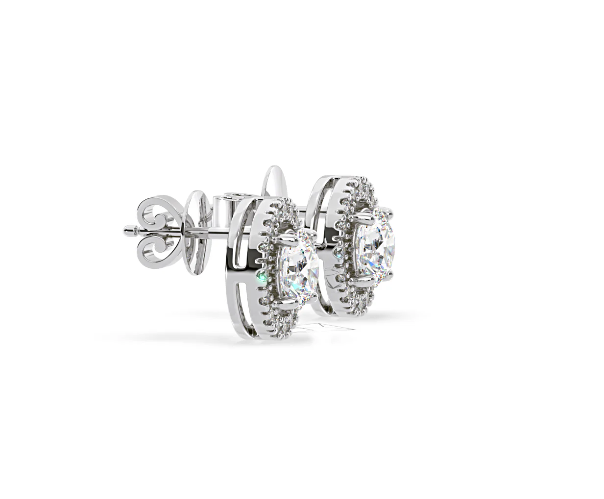 Ella Lab Diamond Halo Earrings 1.34ct in 18K White Gold F/VS1 - Image 70