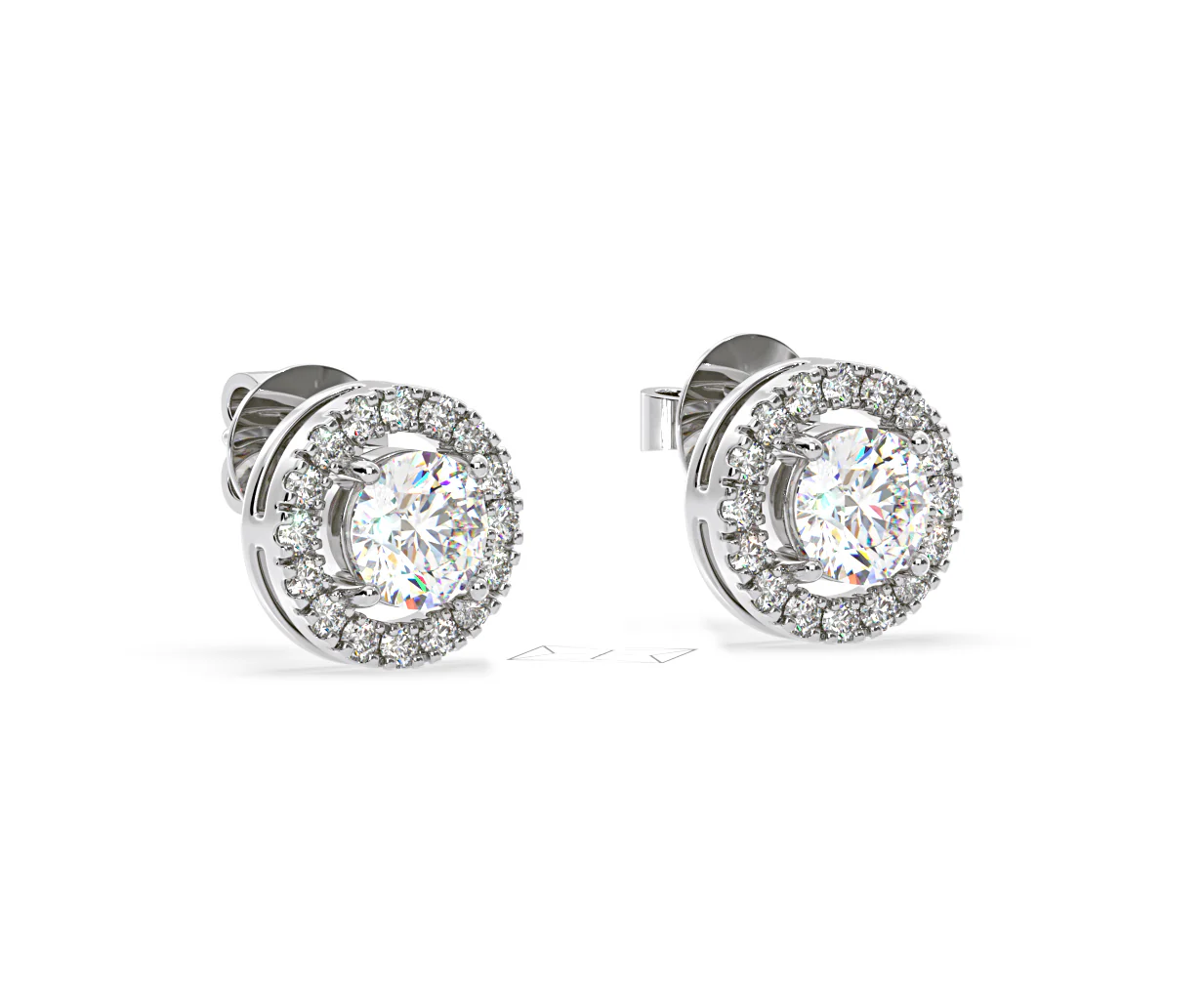 Ella Lab Diamond Halo Earrings 1.34ct in 18K White Gold F/VS1 - Image 79