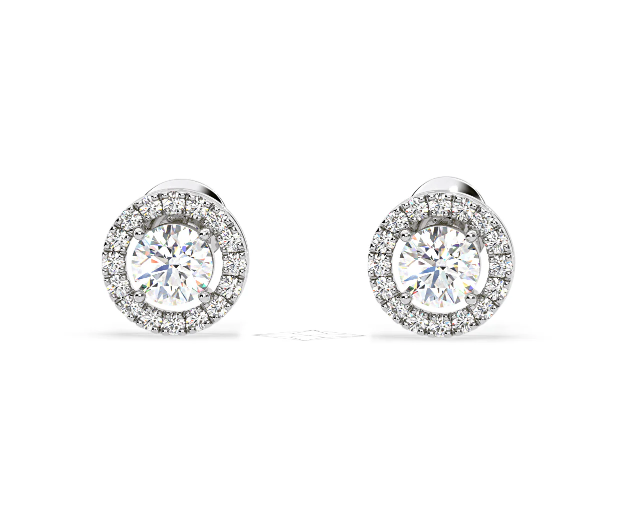 Ella Lab Diamond Halo Earrings 1.34ct in 18K White Gold F/VS1 - Image 8