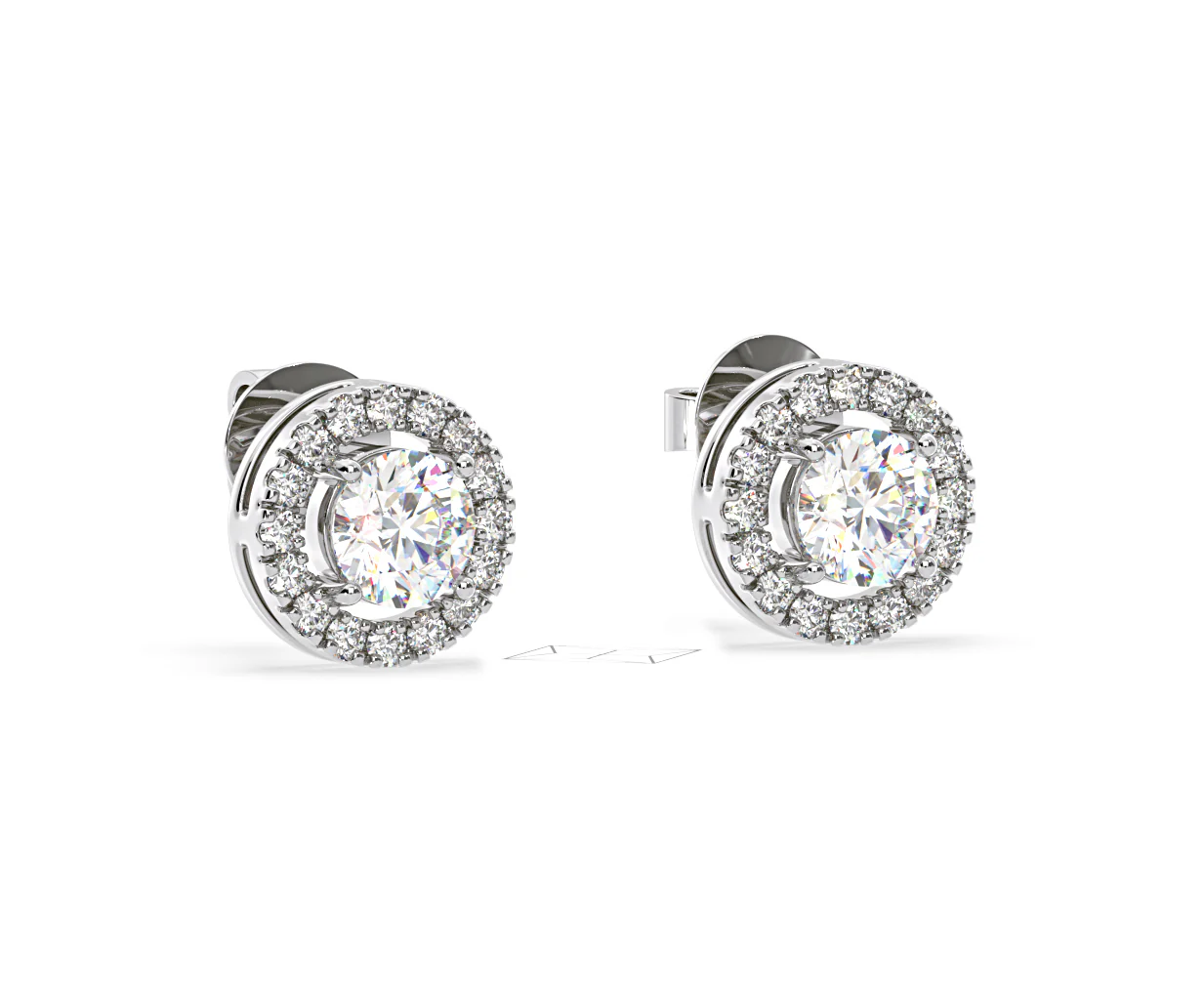 Ella Lab Diamond Halo Earrings 1.34ct in 18K White Gold F/VS1 - Image 80