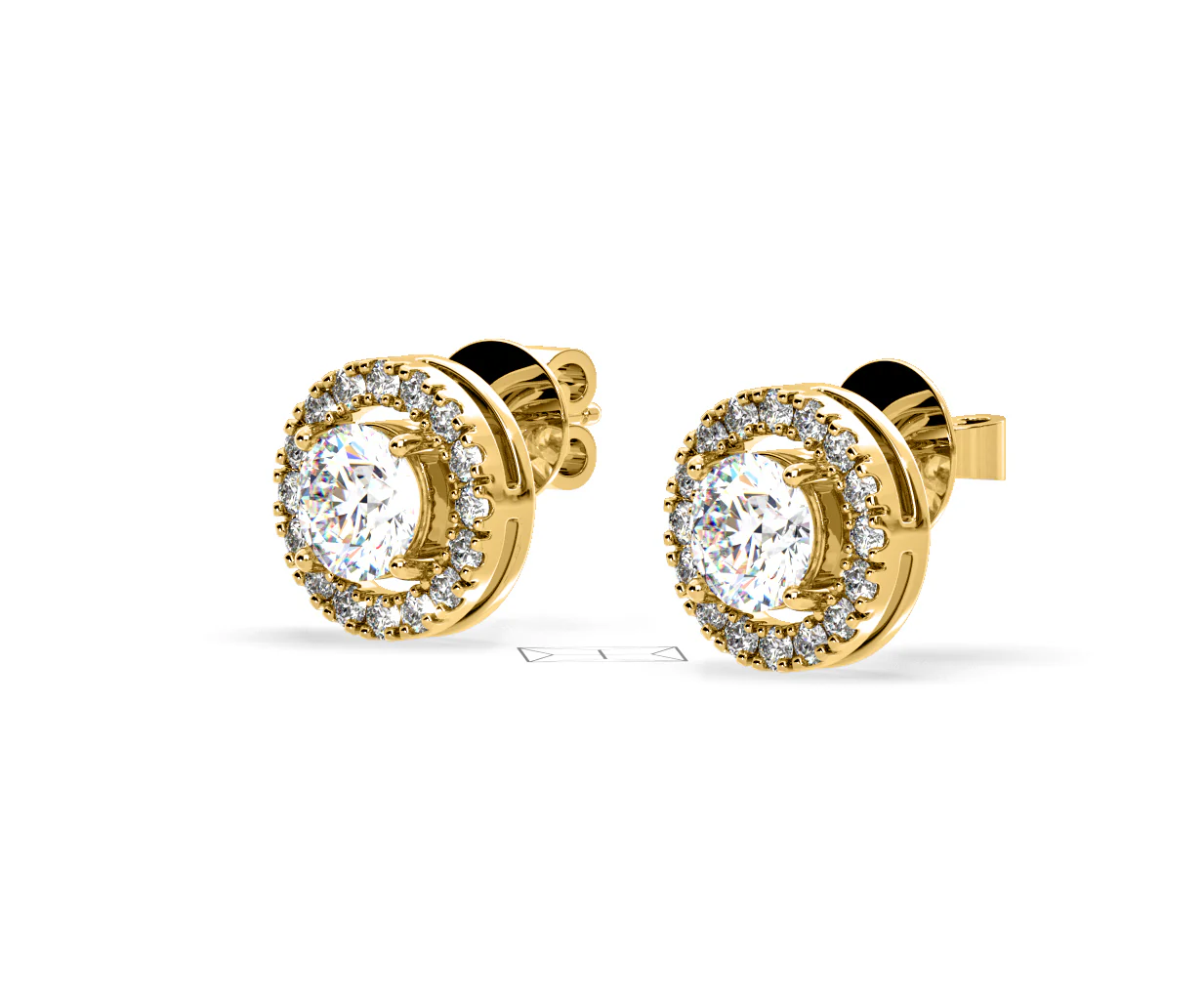 Ella Lab Diamond Halo Earrings 1.34ct in 18K Yellow Gold F/VS1 - Image 16
