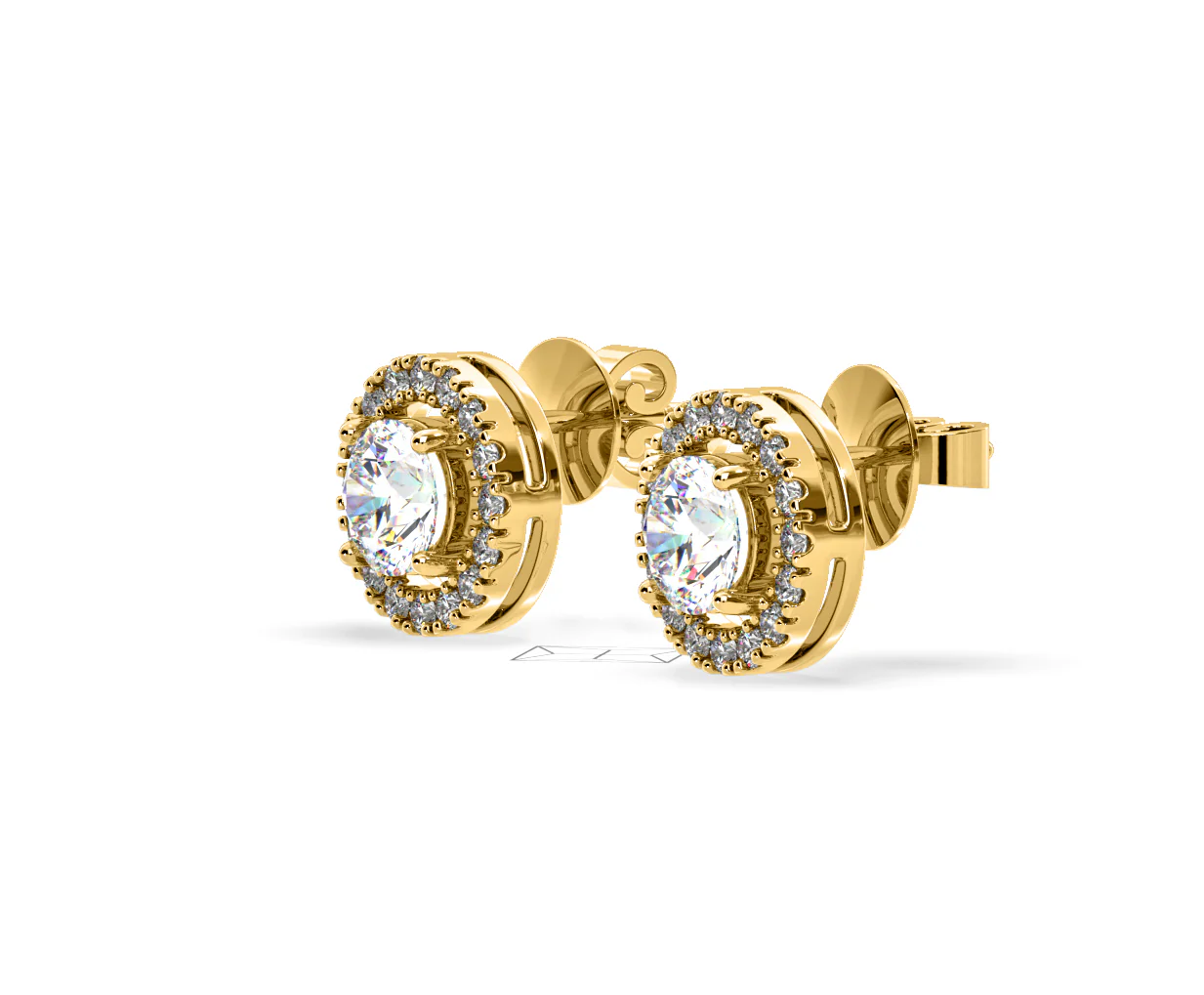Ella Lab Diamond Halo Earrings 1.34ct in 18K Yellow Gold F/VS1 - Image 19