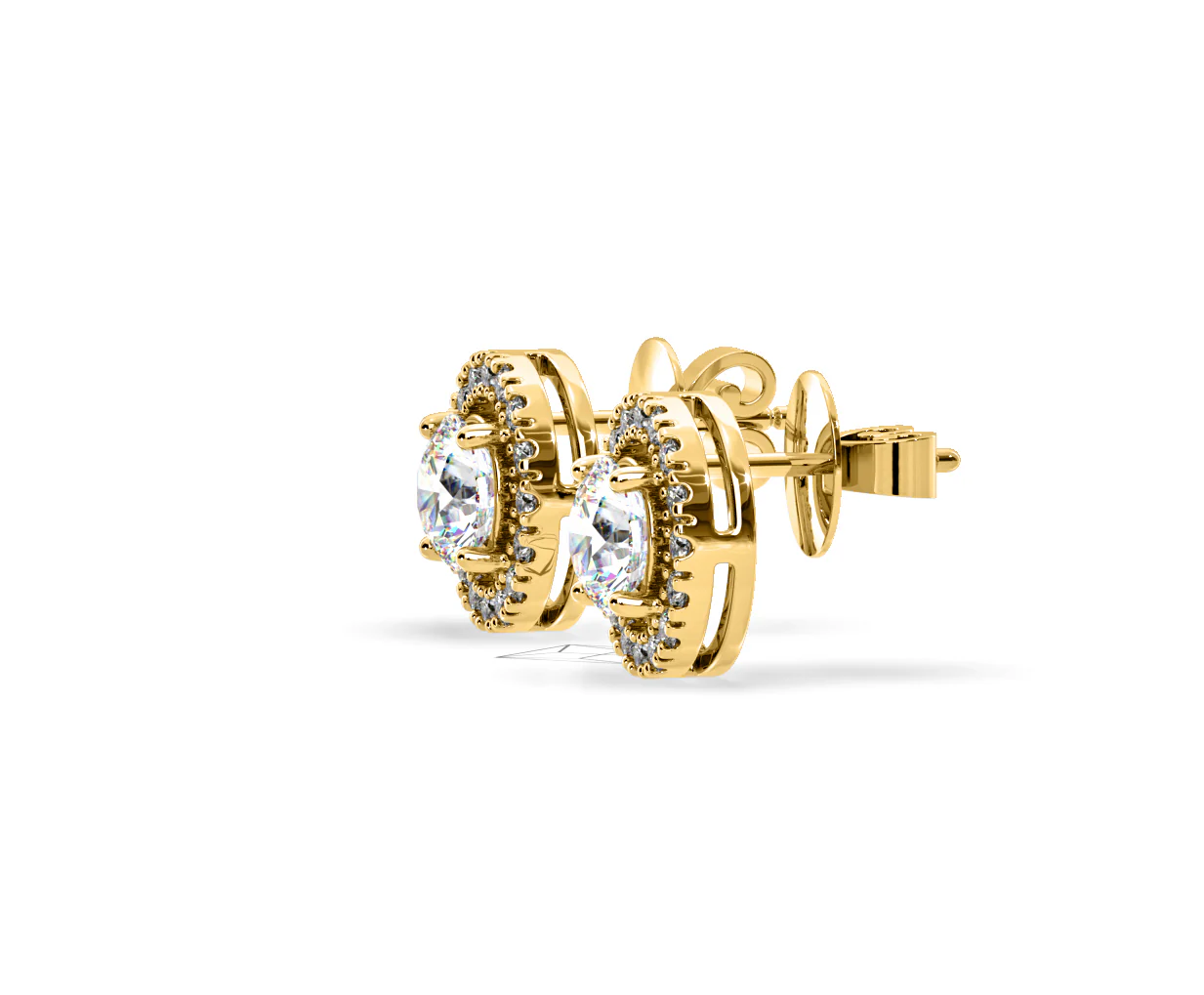 Ella Lab Diamond Halo Earrings 1.34ct in 18K Yellow Gold F/VS1 - Image 23