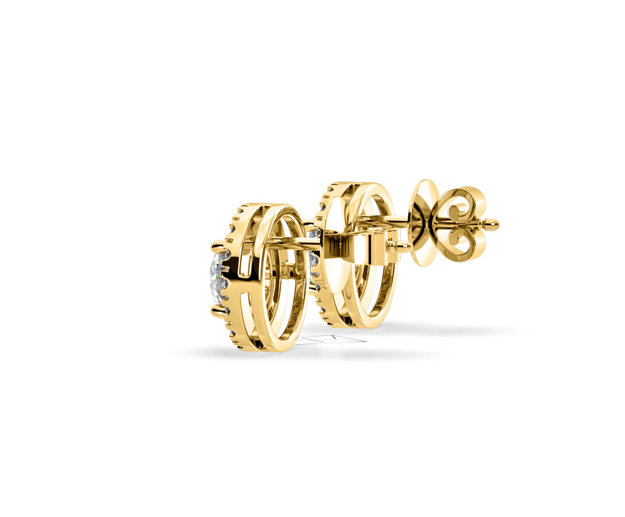 Ella Lab Diamond Halo Earrings 1.34ct in 18K Yellow Gold F/VS1 - Image 31