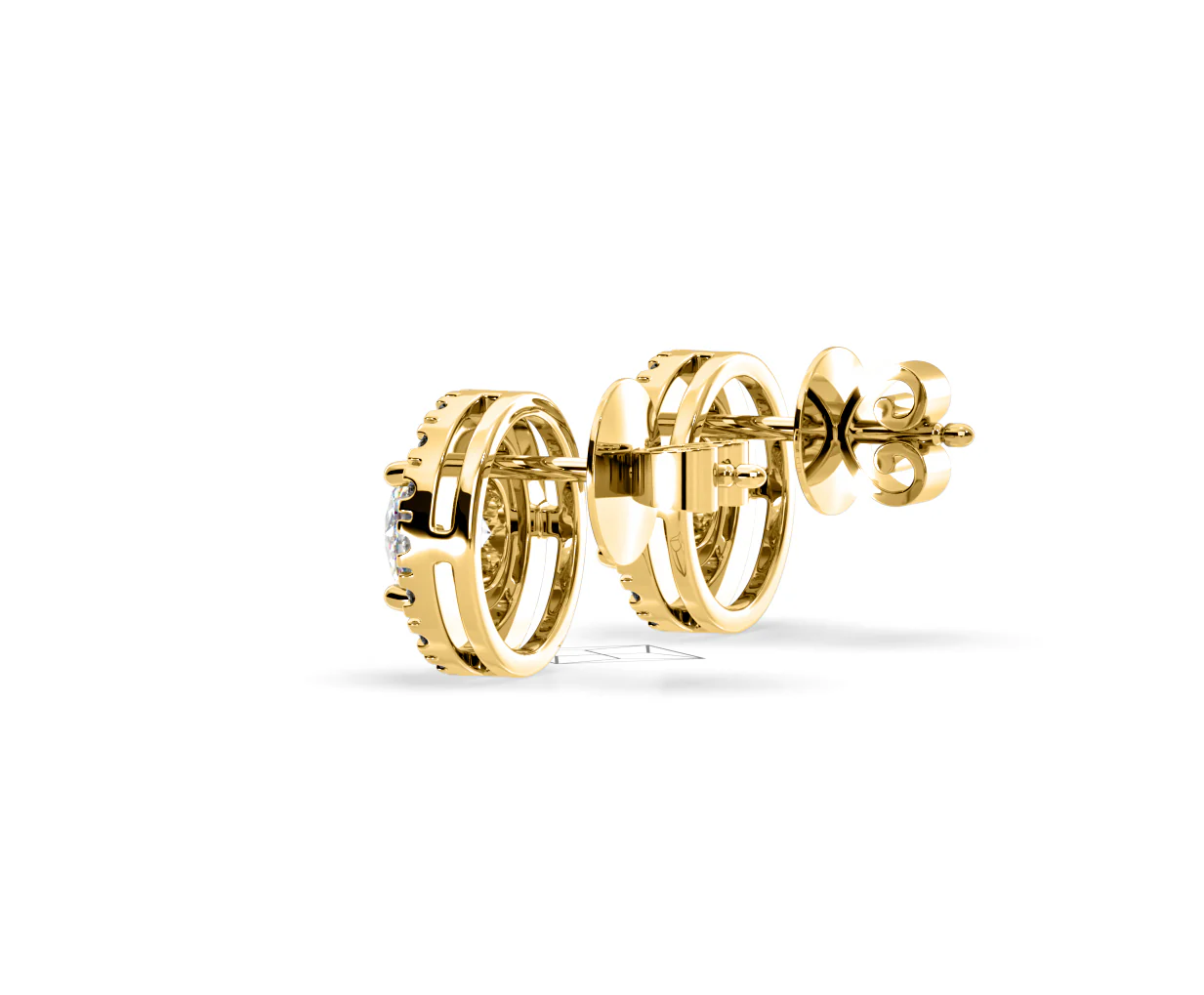 Ella Lab Diamond Halo Earrings 1.34ct in 18K Yellow Gold F/VS1 - Image 32
