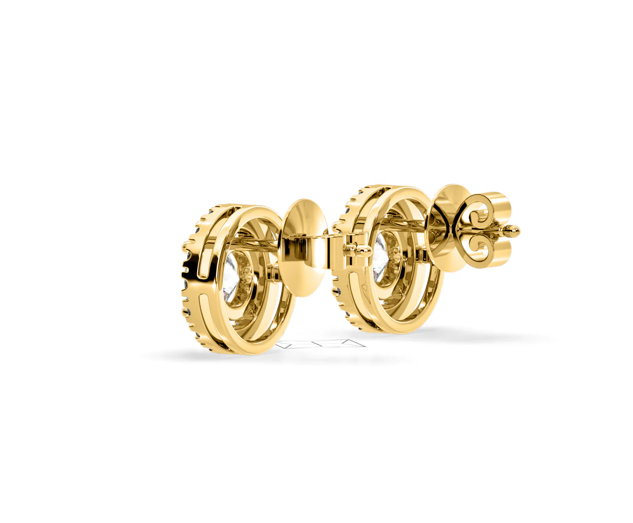 Ella Lab Diamond Halo Earrings 1.34ct in 18K Yellow Gold F/VS1 - Image 34
