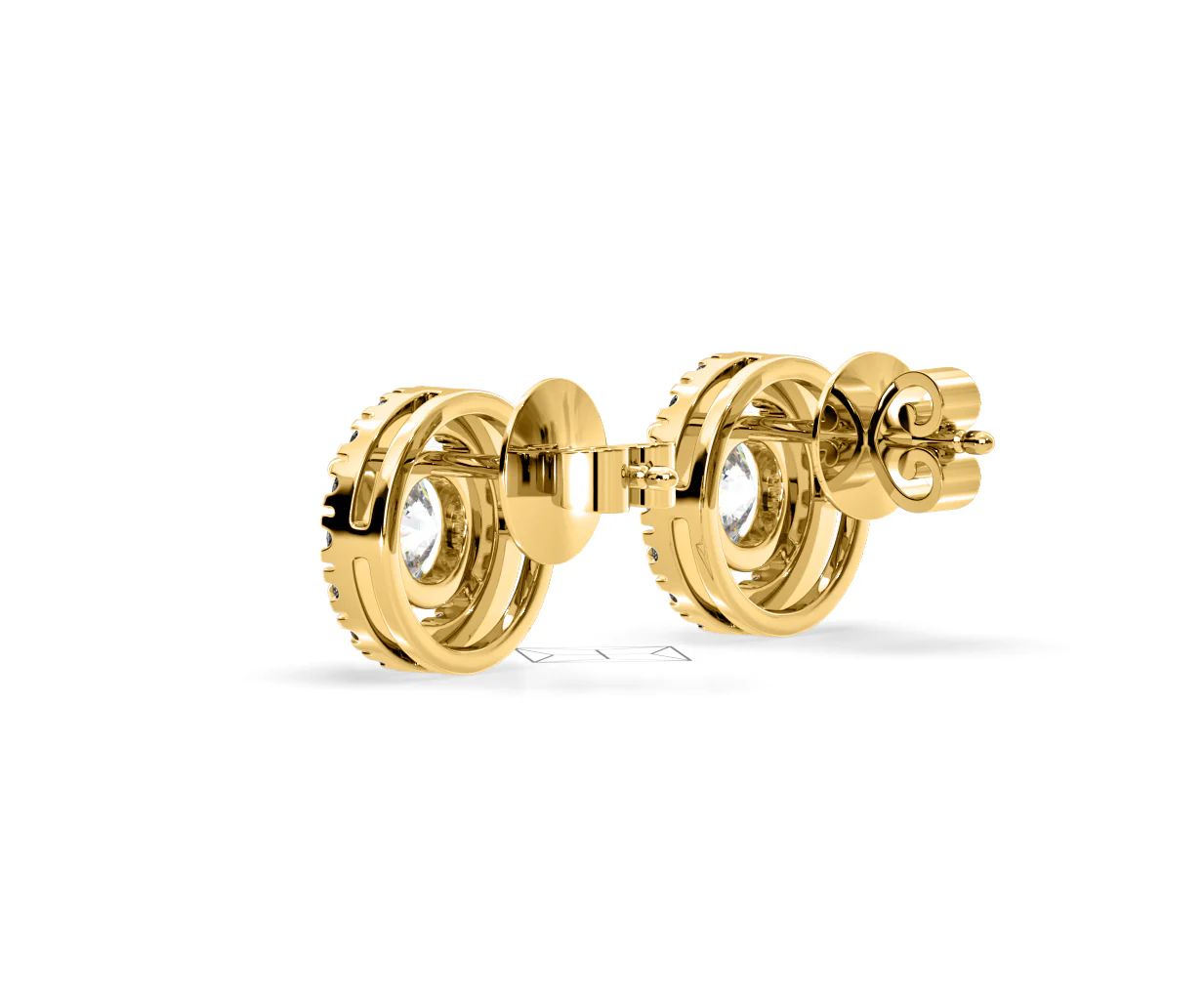 Ella Lab Diamond Halo Earrings 1.34ct in 18K Yellow Gold F/VS1 - Image 35