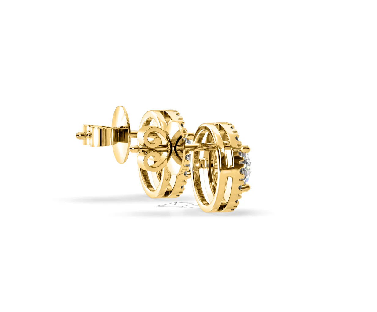 Ella Lab Diamond Halo Earrings 1.34ct in 18K Yellow Gold F/VS1 - Image 62