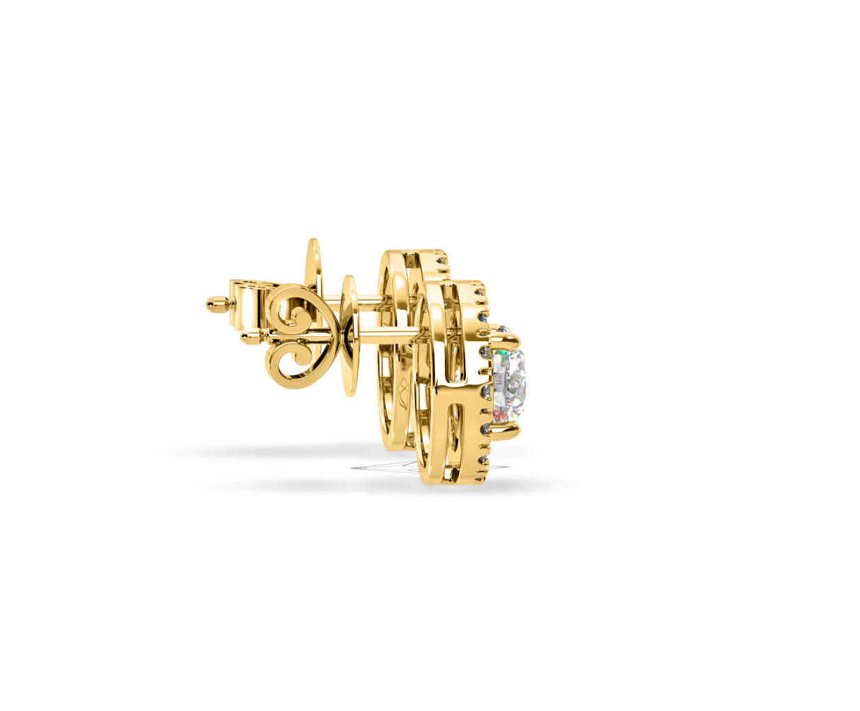 Ella Lab Diamond Halo Earrings 1.34ct in 18K Yellow Gold F/VS1 - Image 65