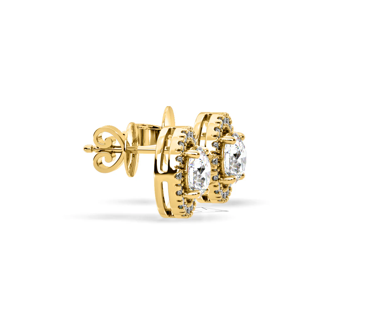 Ella Lab Diamond Halo Earrings 1.34ct in 18K Yellow Gold F/VS1 - Image 69