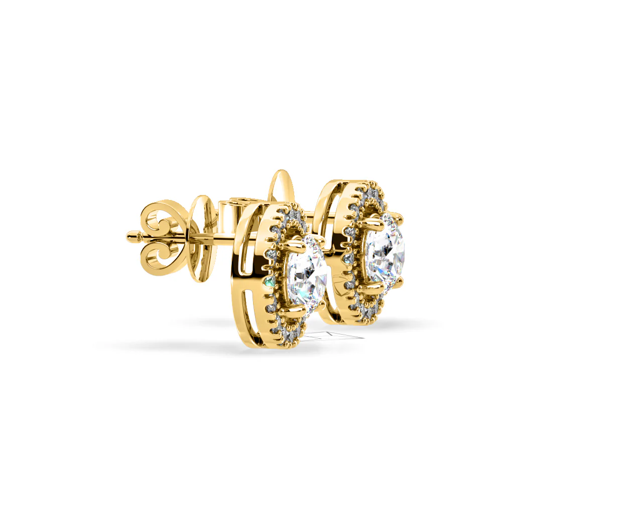 Ella Lab Diamond Halo Earrings 1.34ct in 18K Yellow Gold F/VS1 - Image 70