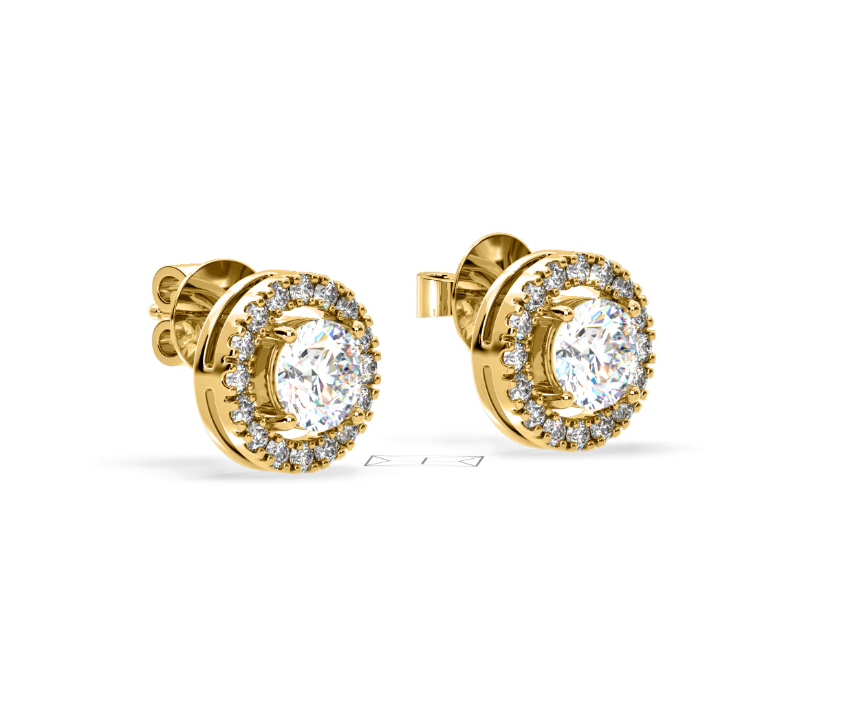 Ella Lab Diamond Halo Earrings 1.34ct in 18K Yellow Gold F/VS1 - Image 77