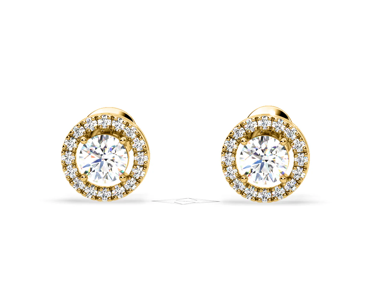 Ella Lab Diamond Halo Earrings 1.34ct in 18K Yellow Gold F/VS1 - Image 8