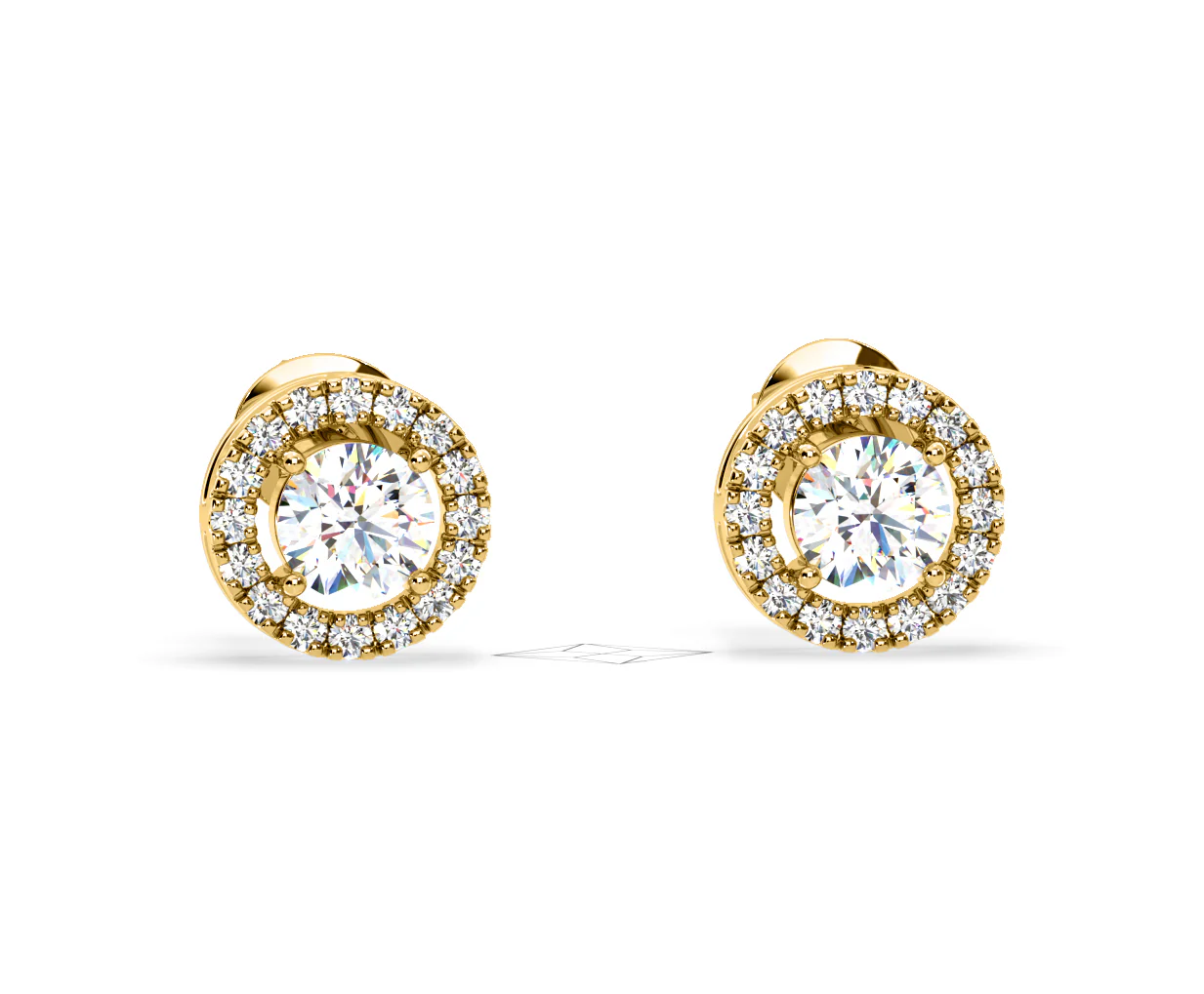 Ella Lab Diamond Halo Earrings 1.34ct in 18K Yellow Gold F/VS1 - Image 84