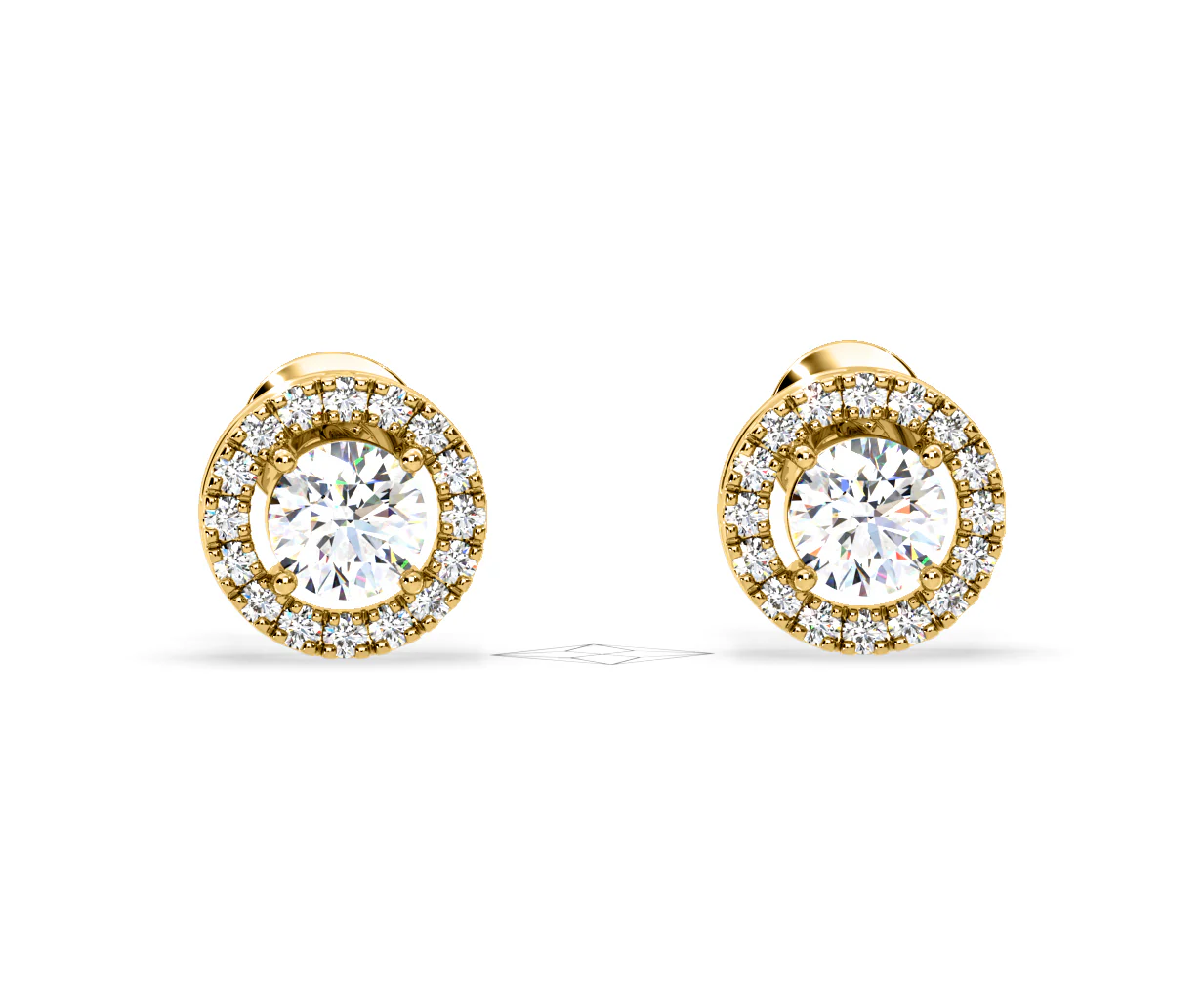 Ella Lab Diamond Halo Earrings 1.34ct in 18K Yellow Gold F/VS1 - Image 85