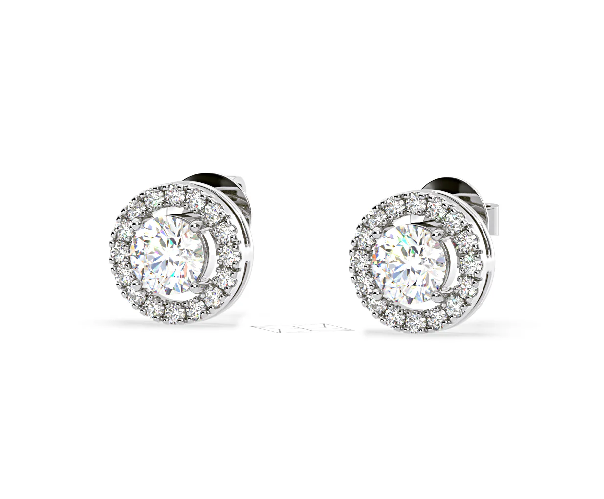 Ella Lab Diamond Halo Earrings 2.45ct in 18K White Gold F/VS1 - Image 12