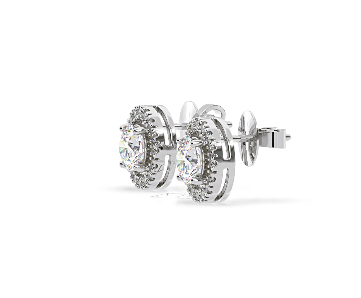 Ella Lab Diamond Halo Earrings 2.45ct in 18K White Gold F/VS1 - Image 22