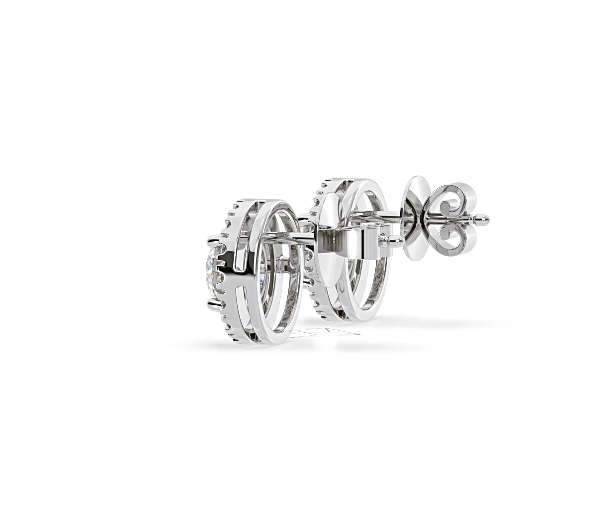 Ella Lab Diamond Halo Earrings 2.45ct in 18K White Gold F/VS1 - Image 31
