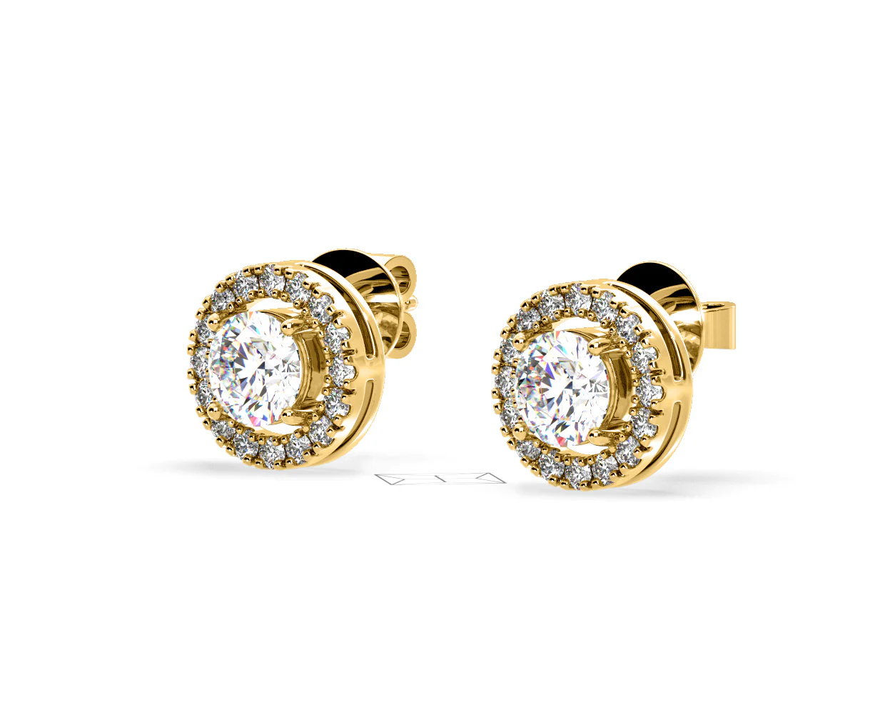 Ella Lab Diamond Halo Earrings 2.45ct in 18K Yellow Gold F/VS1 - Image 15