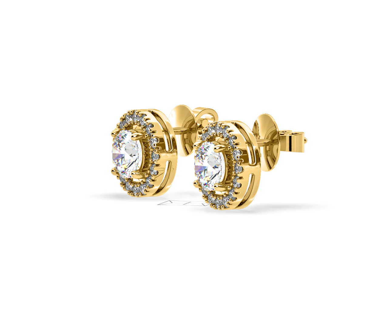 Ella Lab Diamond Halo Earrings 2.45ct in 18K Yellow Gold F/VS1 - Image 20