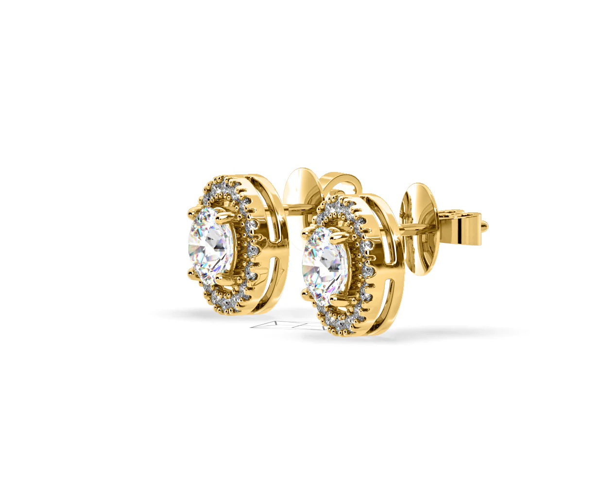 Ella Lab Diamond Halo Earrings 2.45ct in 18K Yellow Gold F/VS1 - Image 21