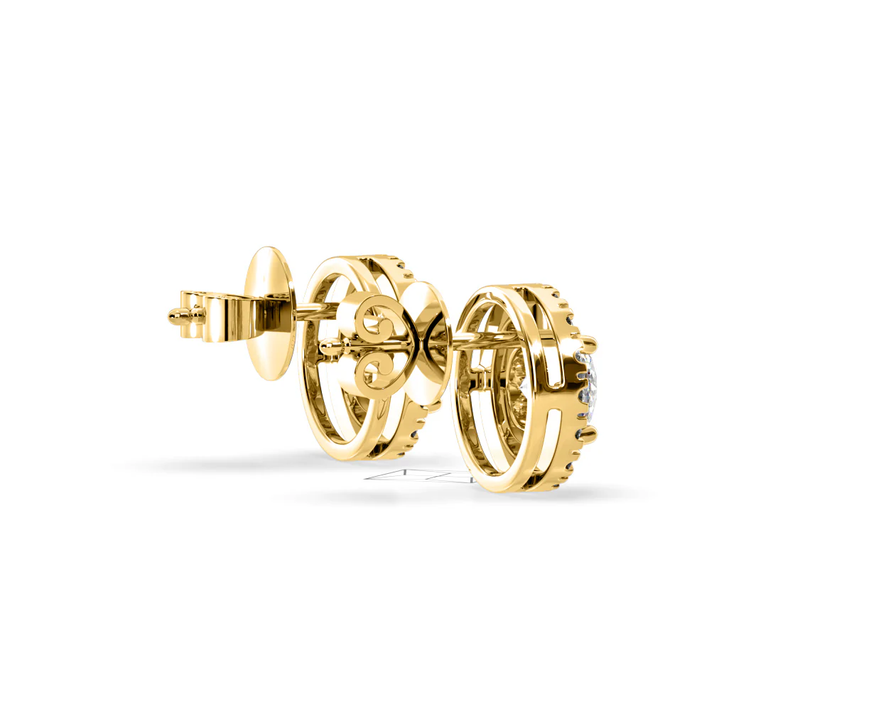 Ella Lab Diamond Halo Earrings 2.45ct in 18K Yellow Gold F/VS1 - Image 61