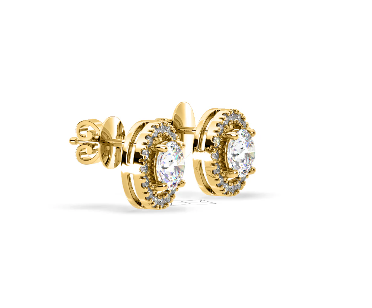 Ella Lab Diamond Halo Earrings 2.45ct in 18K Yellow Gold F/VS1 - Image 72