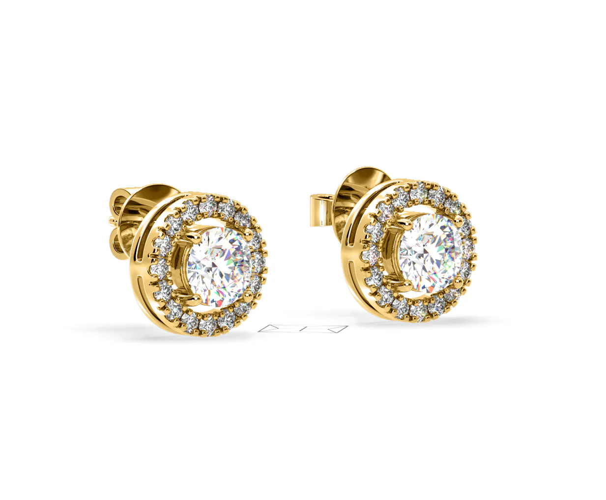 Ella Lab Diamond Halo Earrings 2.45ct in 18K Yellow Gold F/VS1 - Image 78
