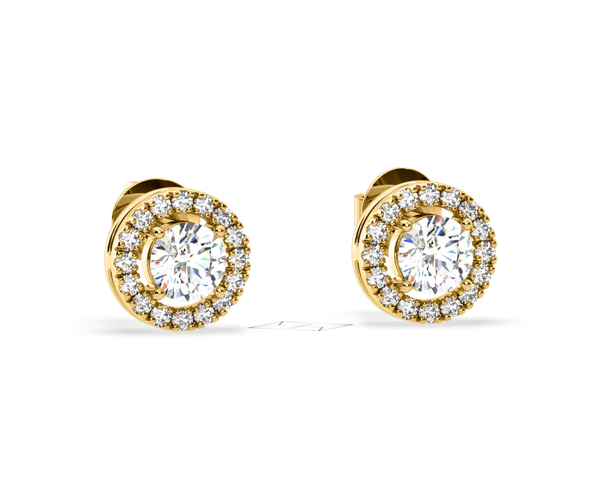 Ella Lab Diamond Halo Earrings 2.45ct in 18K Yellow Gold F/VS1 - Image 82