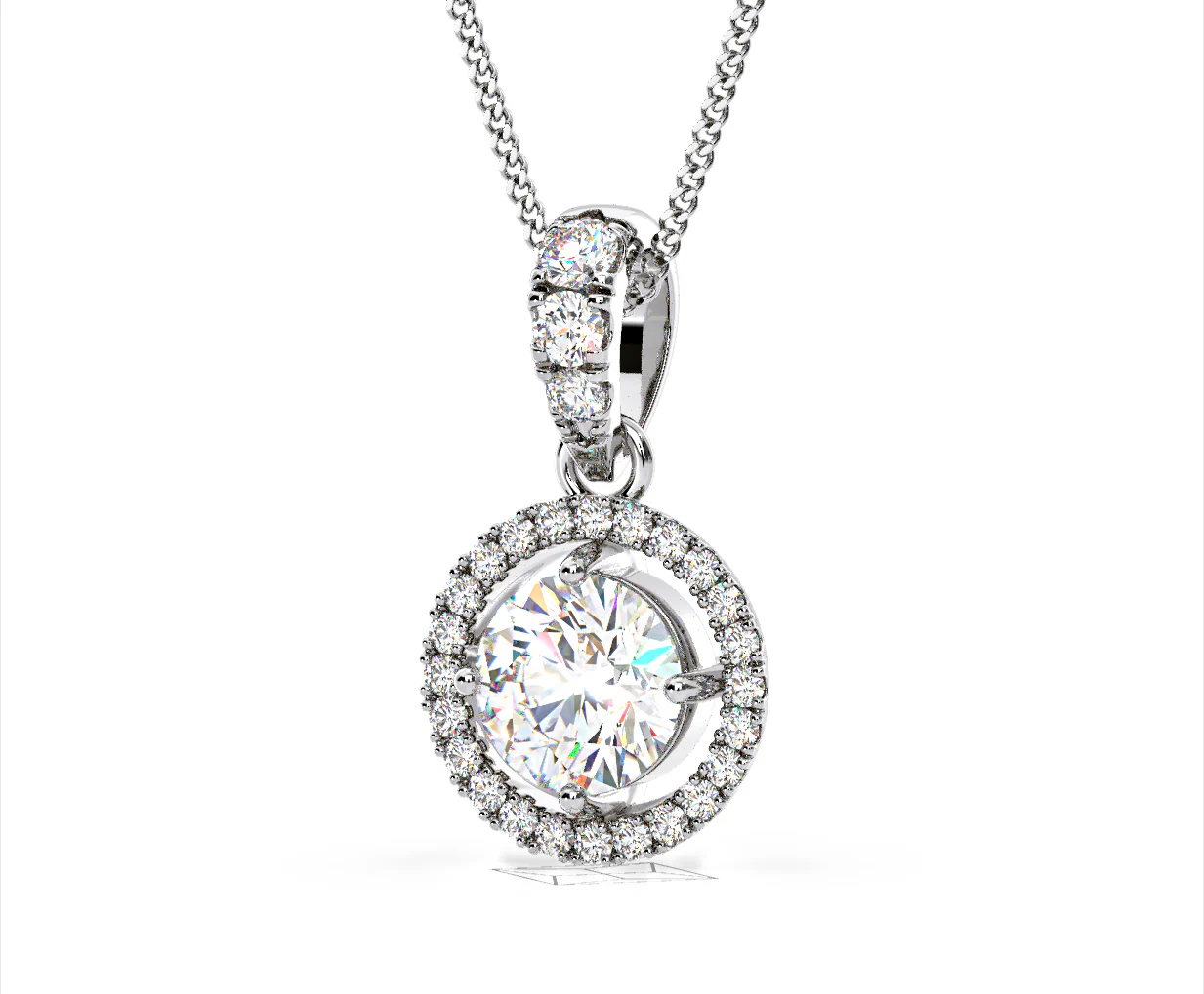 Ella Lab Diamond Halo Necklace in 18K White Gold 1.30ct F/VS1 - Image 11