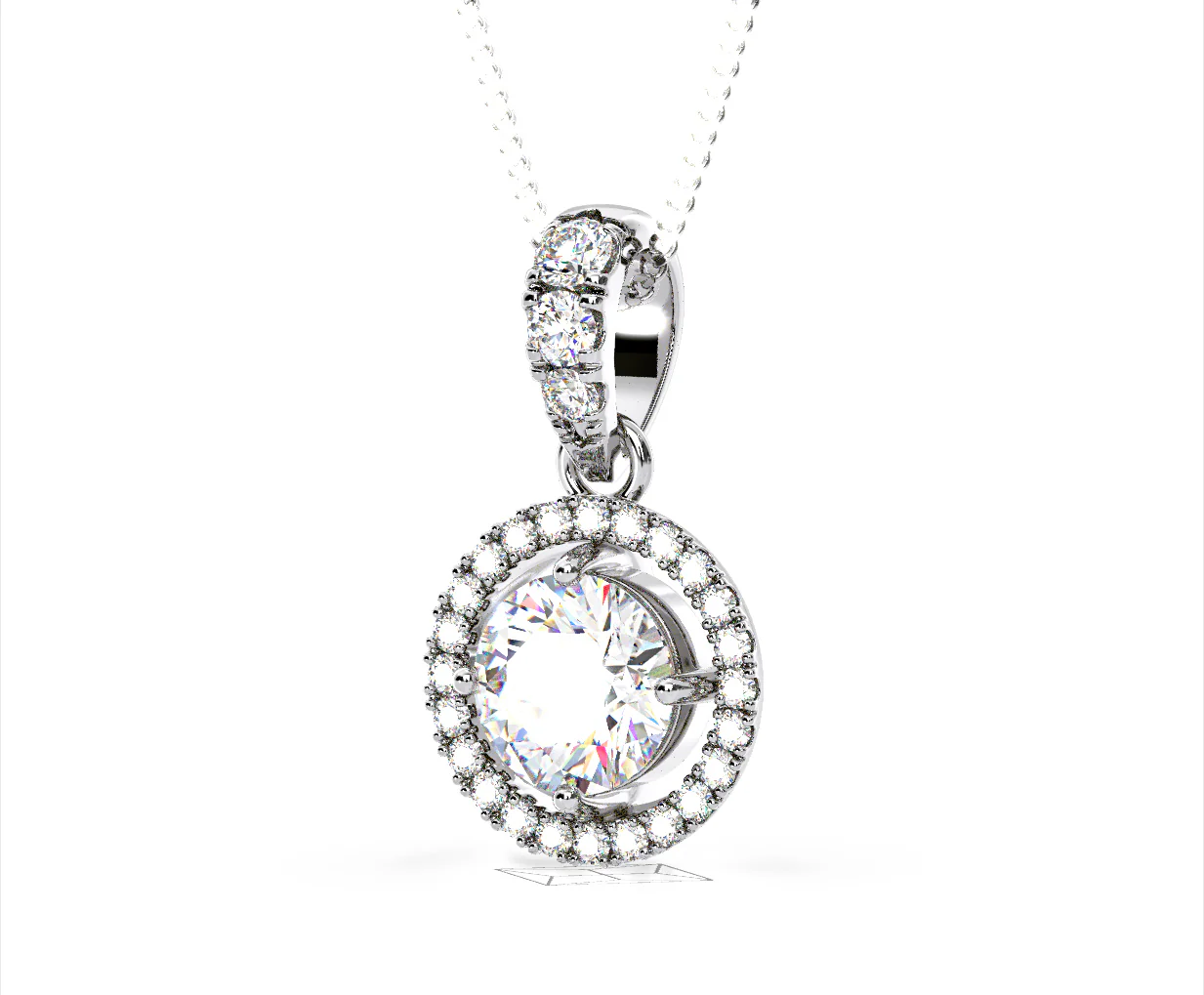 Ella Lab Diamond Halo Necklace in 18K White Gold 1.30ct F/VS1 - Image 12