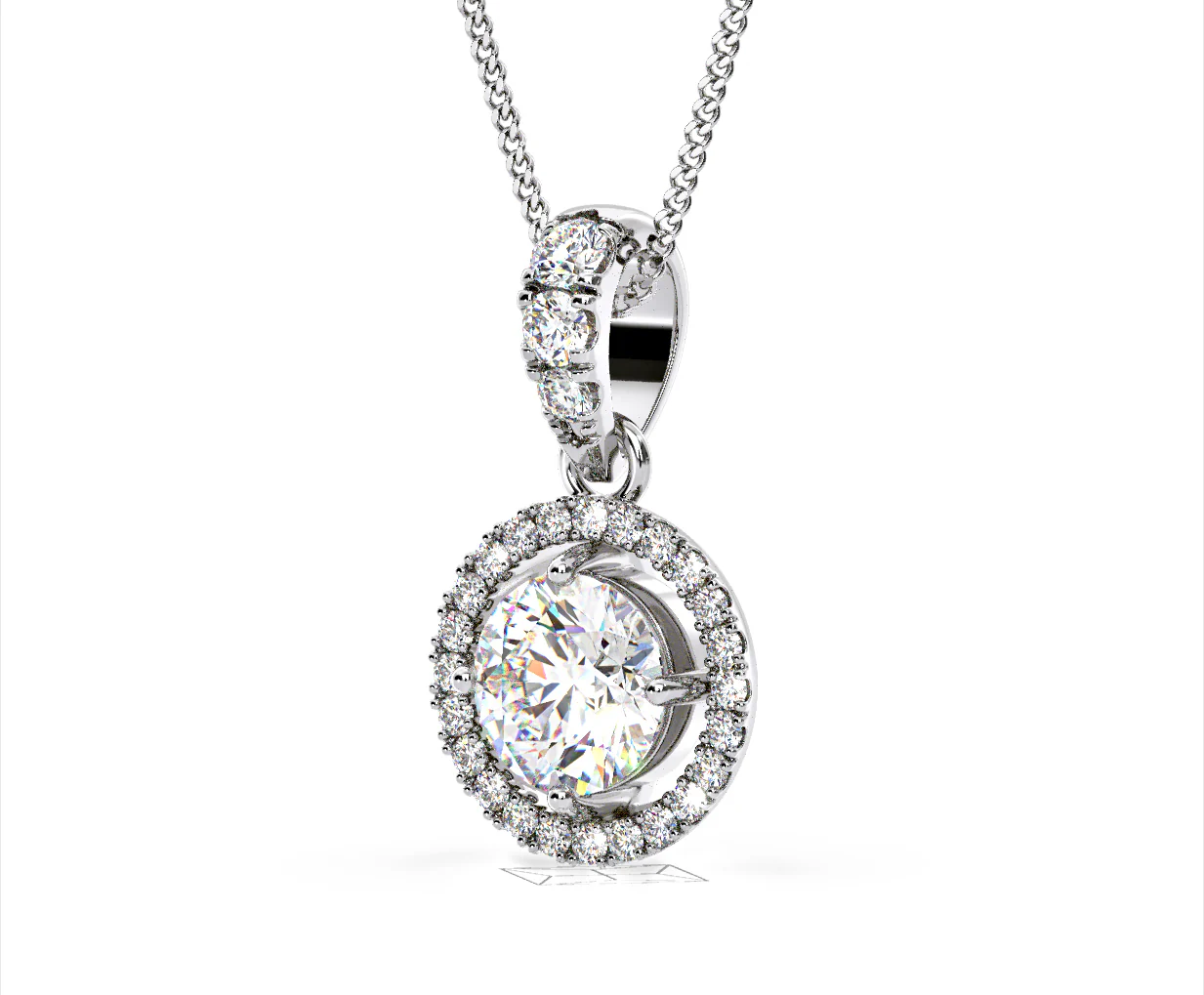 Ella Lab Diamond Halo Necklace in 18K White Gold 1.30ct F/VS1 - Image 13