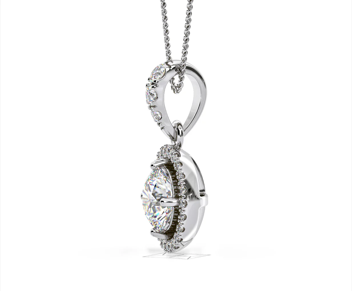 Ella Lab Diamond Halo Necklace in 18K White Gold 1.30ct F/VS1 - Image 22