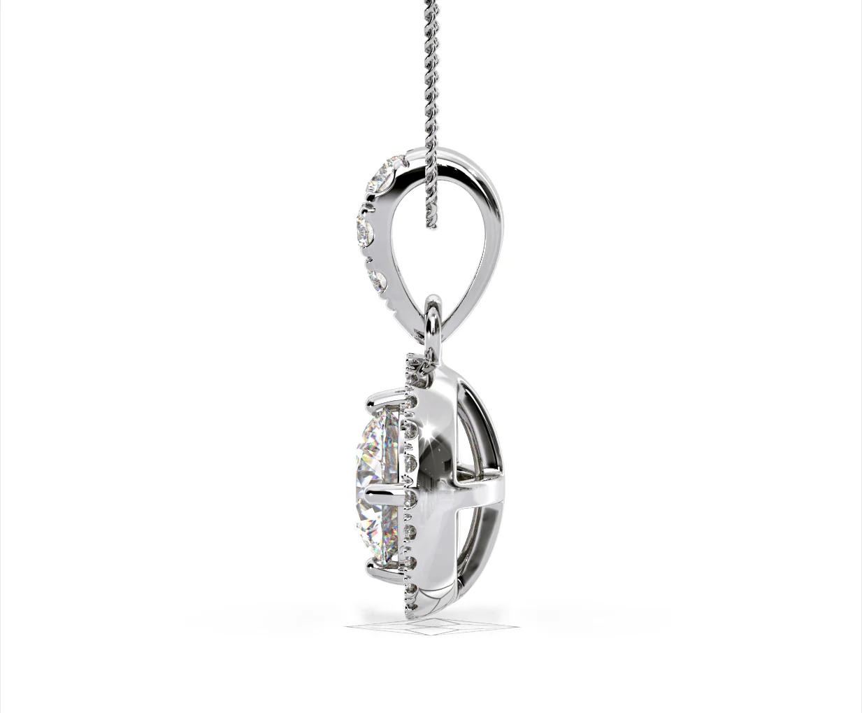 Ella Lab Diamond Halo Necklace in 18K White Gold 1.30ct F/VS1 - Image 26
