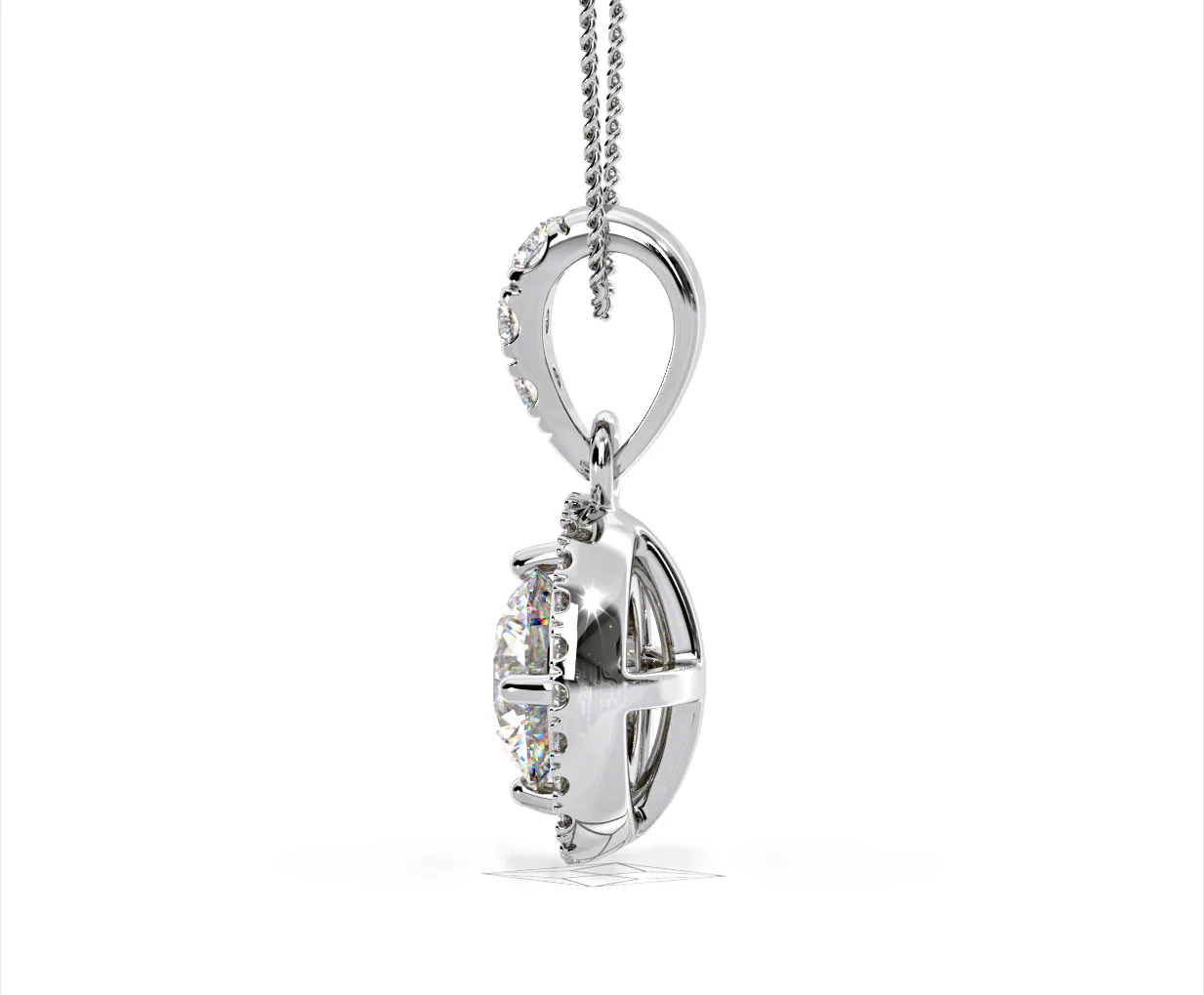 Ella Lab Diamond Halo Necklace in 18K White Gold 1.30ct F/VS1 - Image 27