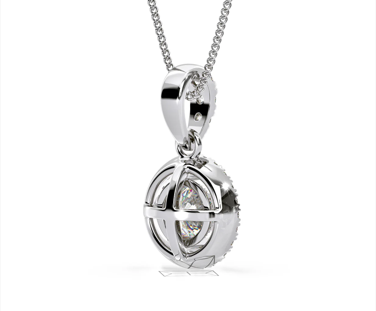 Ella Lab Diamond Halo Necklace in 18K White Gold 1.30ct F/VS1 - Image 54