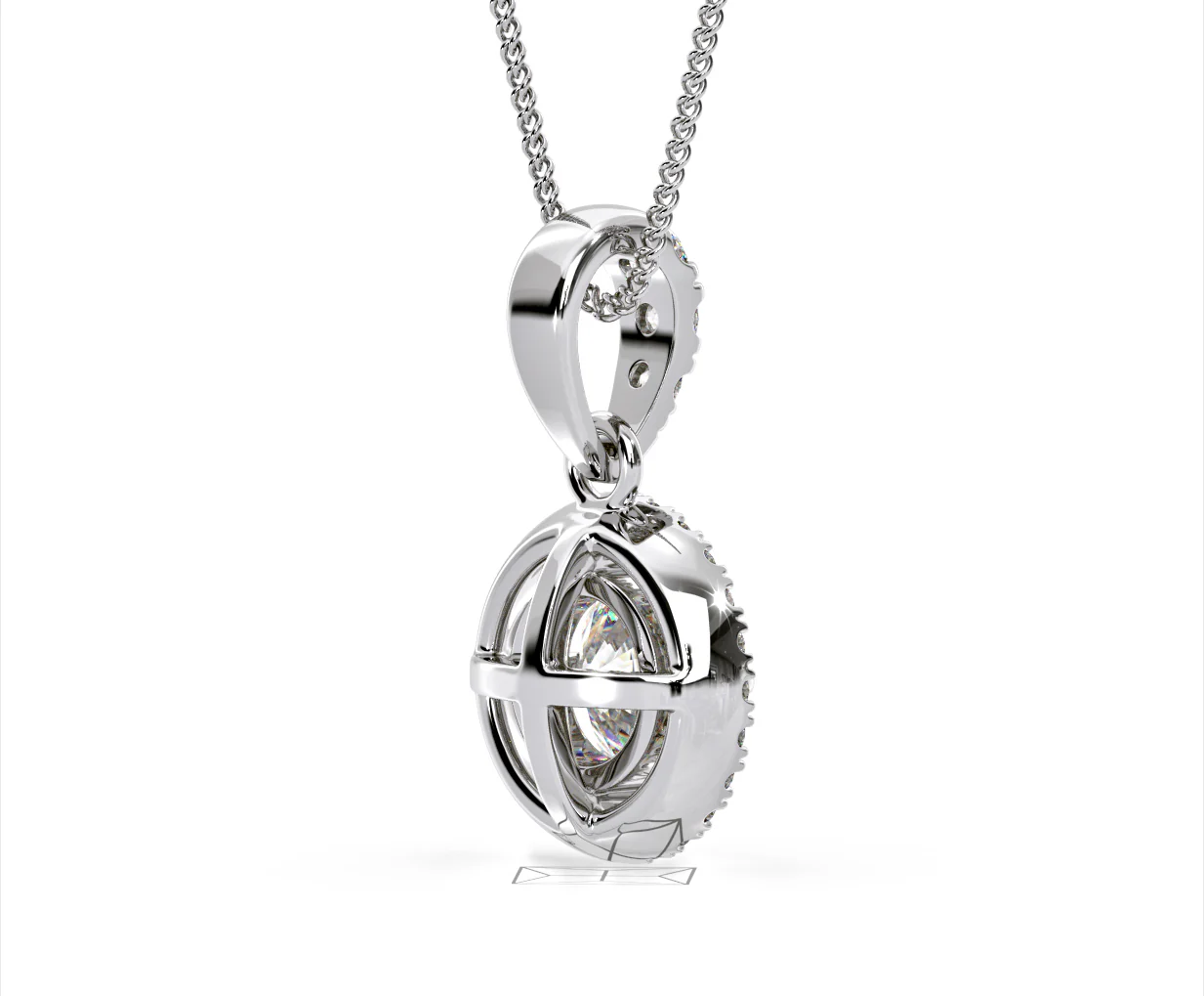 Ella Lab Diamond Halo Necklace in 18K White Gold 1.30ct F/VS1 - Image 56