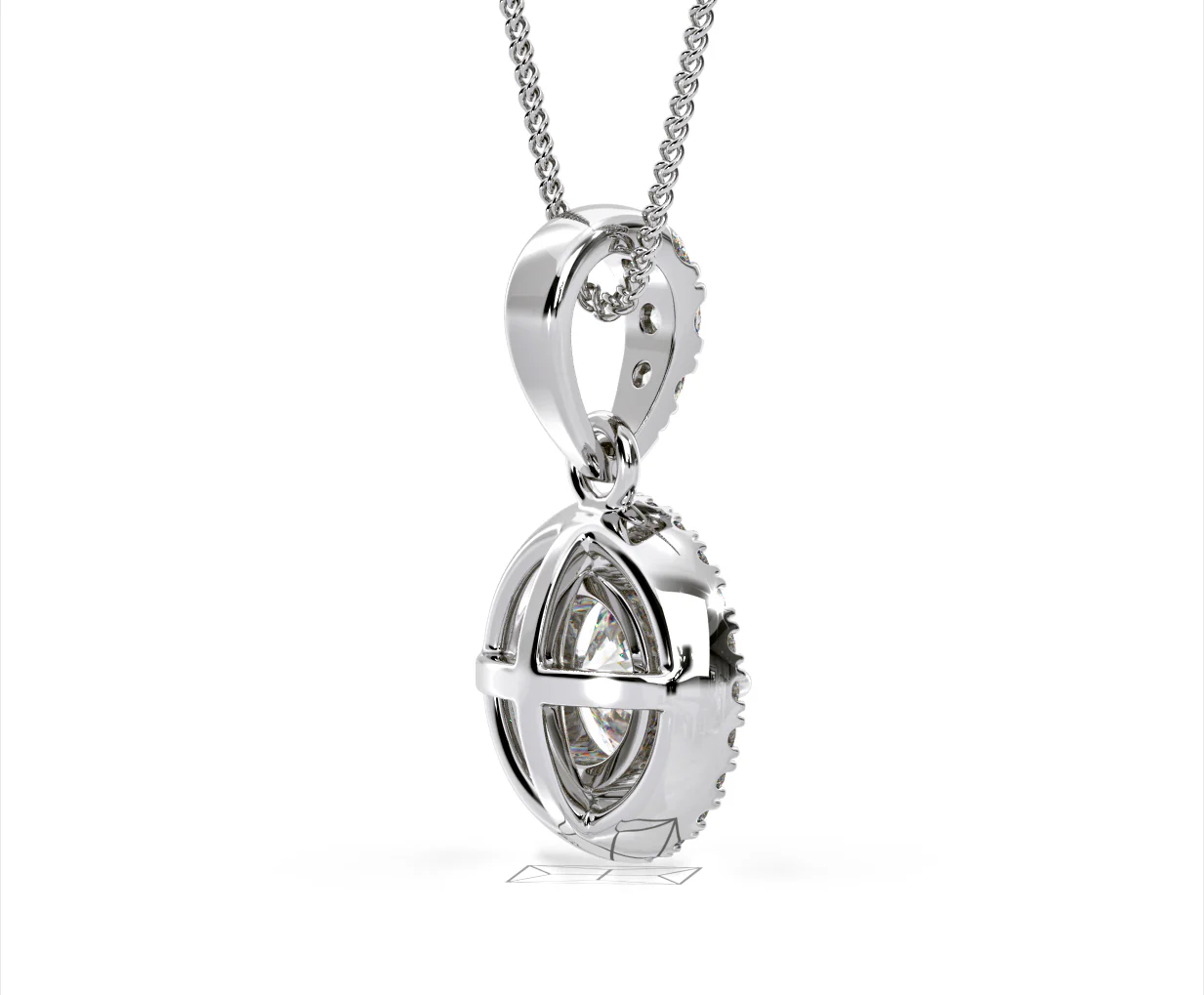Ella Lab Diamond Halo Necklace in 18K White Gold 1.30ct F/VS1 - Image 57