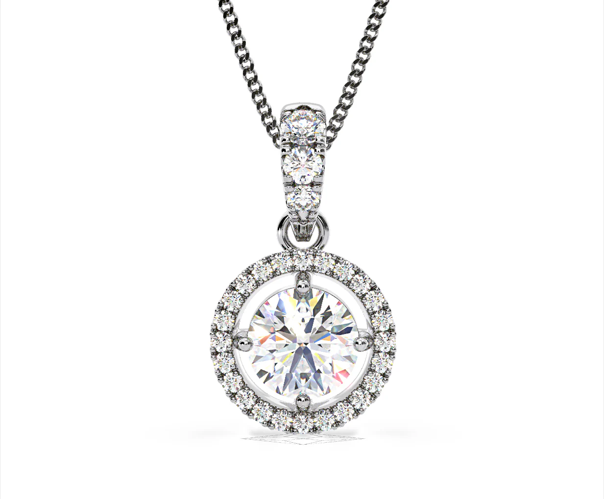 Ella Lab Diamond Halo Necklace in 18K White Gold 1.30ct F/VS1 - Image 6