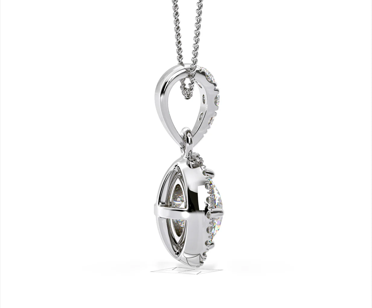 Ella Lab Diamond Halo Necklace in 18K White Gold 1.30ct F/VS1 - Image 62