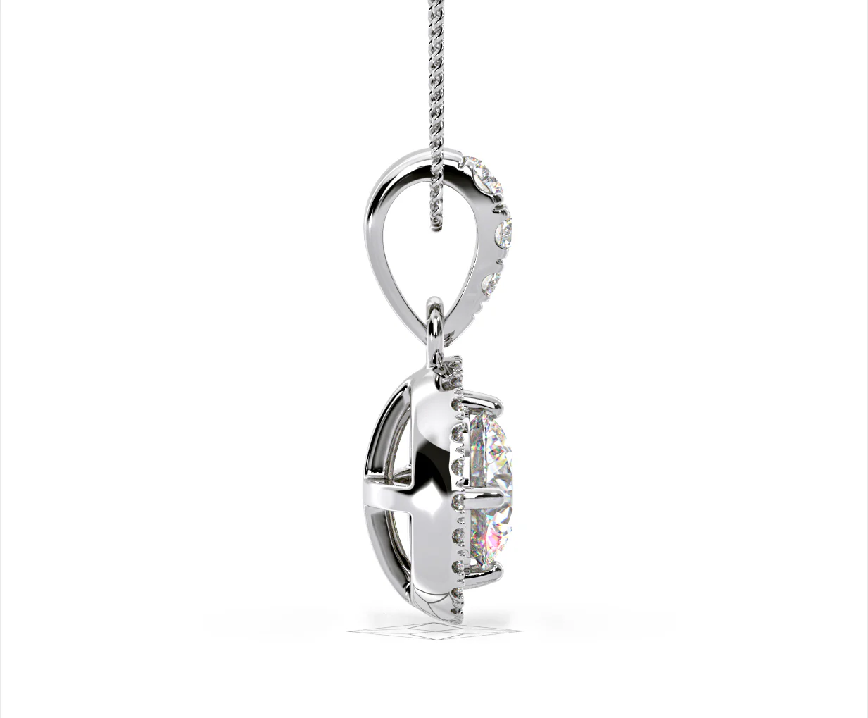 Ella Lab Diamond Halo Necklace in 18K White Gold 1.30ct F/VS1 - Image 65