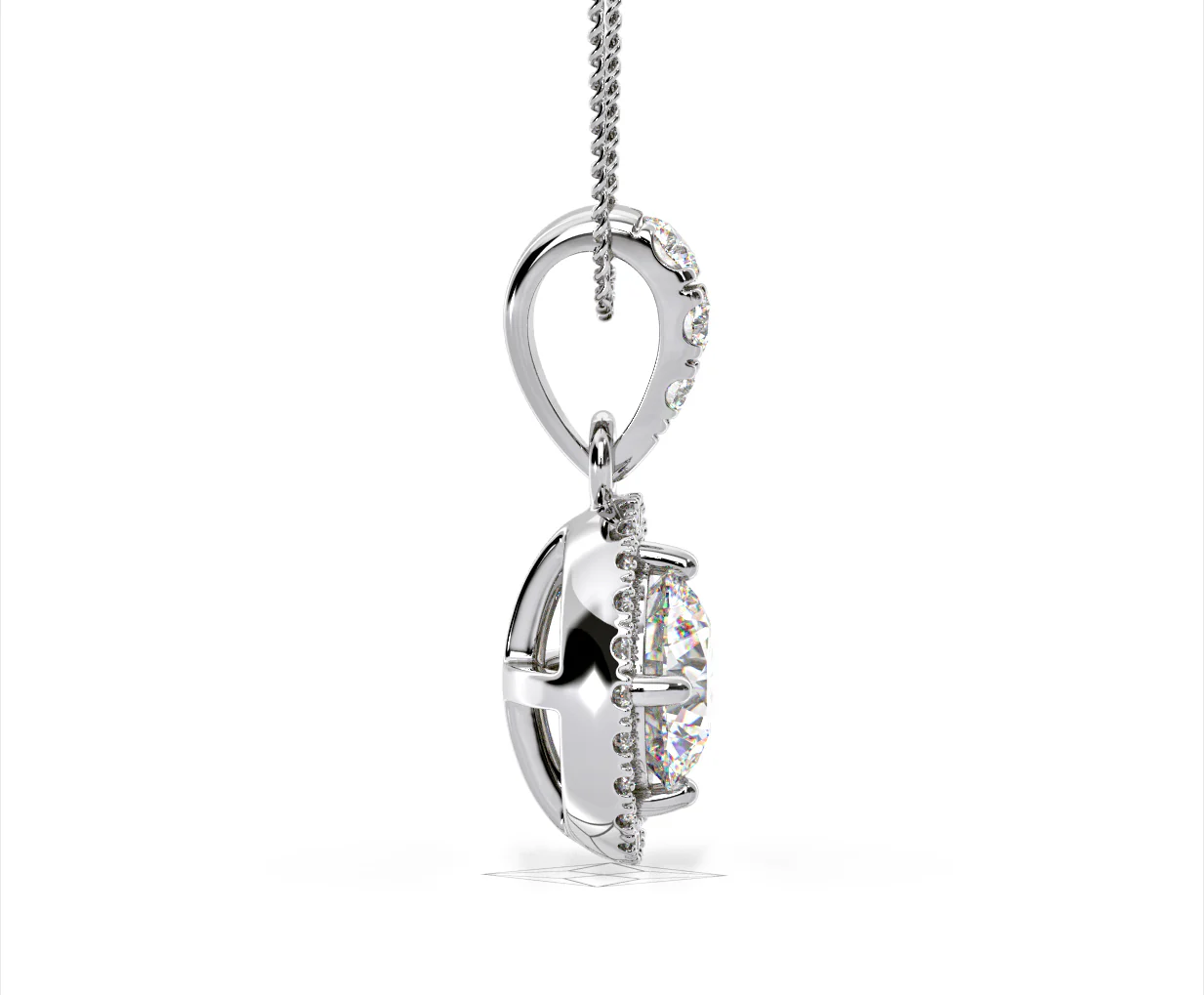 Ella Lab Diamond Halo Necklace in 18K White Gold 1.30ct F/VS1 - Image 66