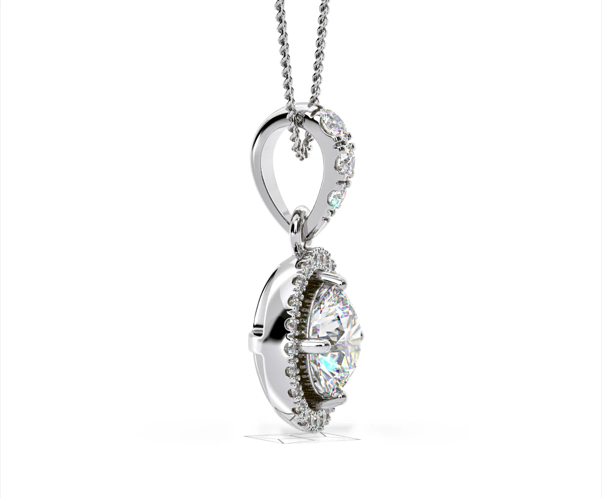 Ella Lab Diamond Halo Necklace in 18K White Gold 1.30ct F/VS1 - Image 69