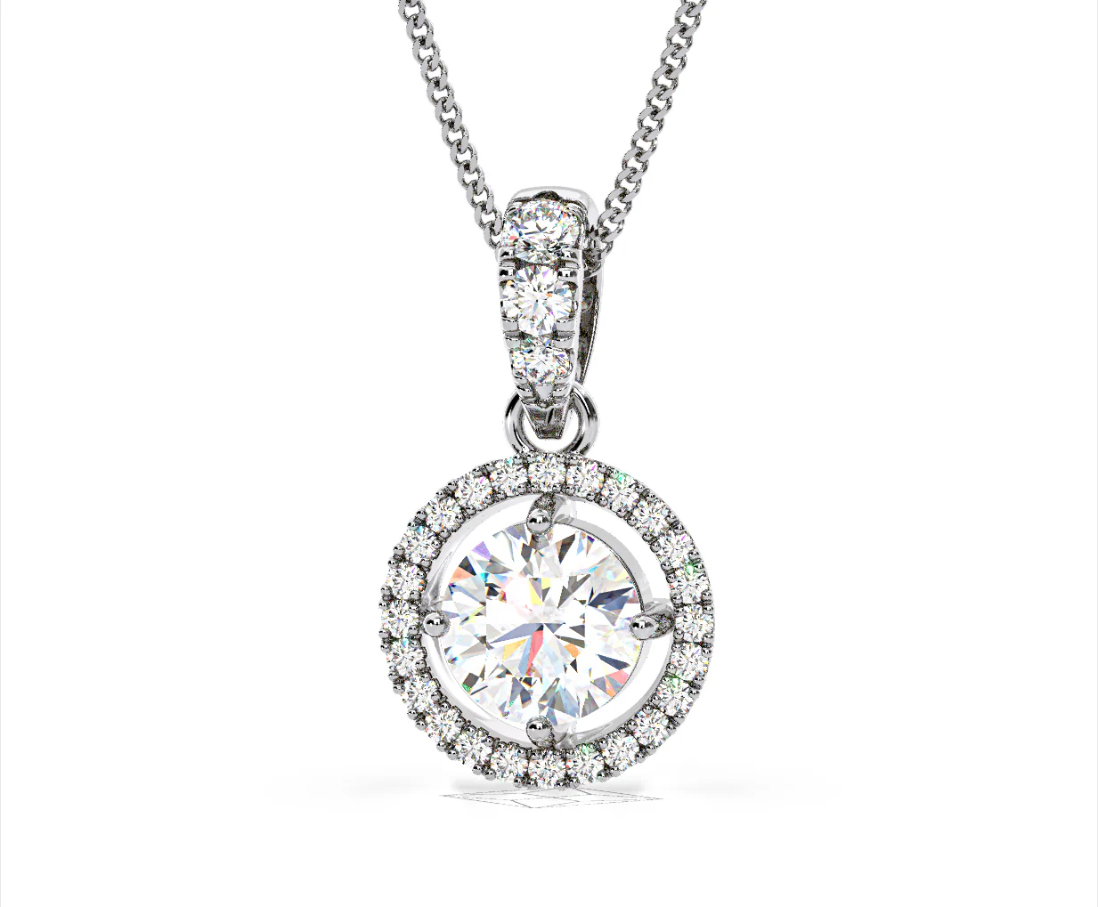 Ella Lab Diamond Halo Necklace in 18K White Gold 1.30ct F/VS1 - Image 8