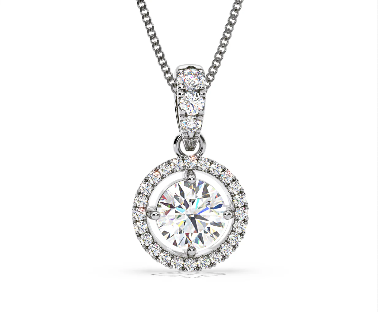 Ella Lab Diamond Halo Necklace in 18K White Gold 1.30ct F/VS1 - Image 84