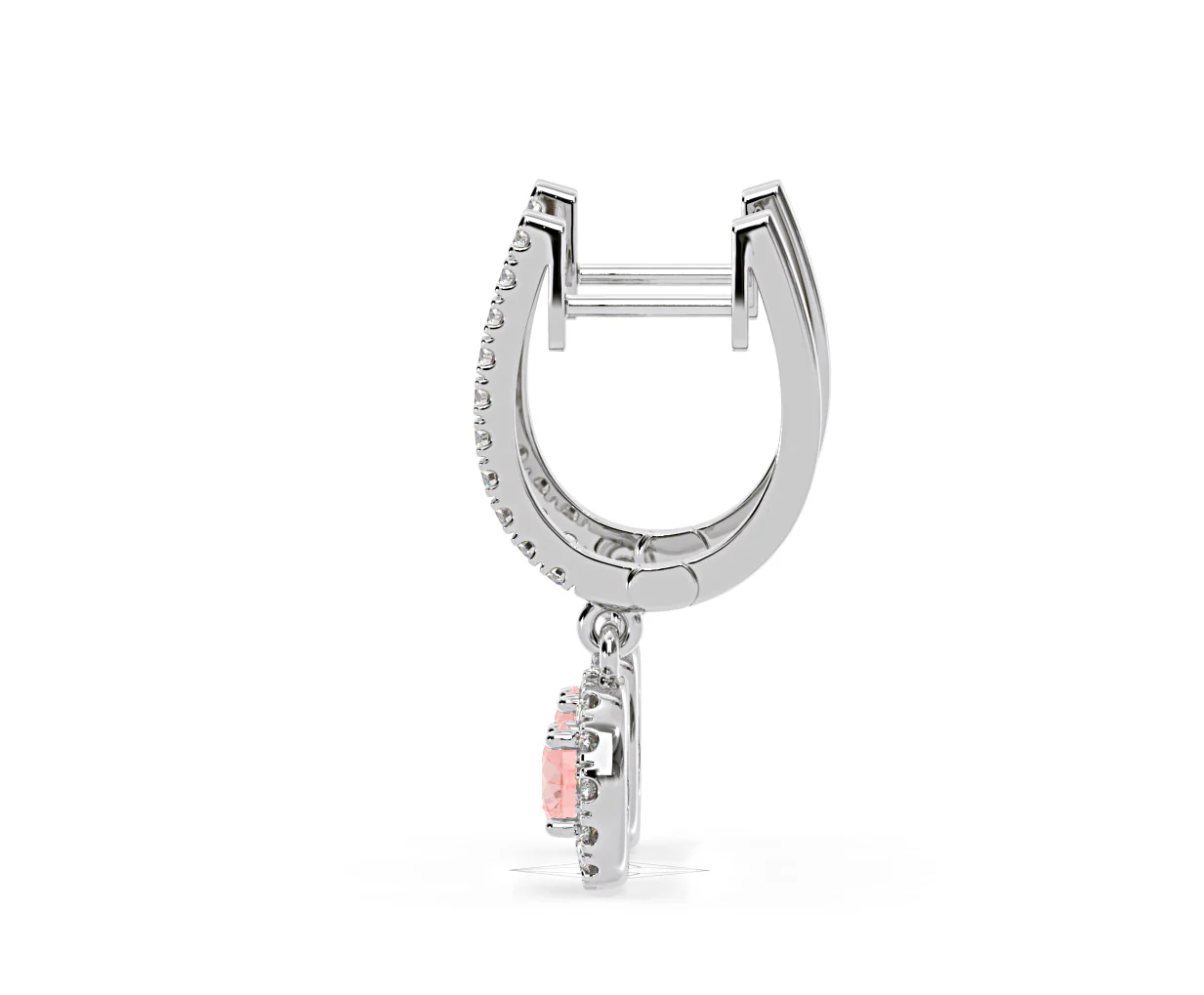 Ella Pink Lab Diamond 1.48ct Halo Drop Earrings in 18K White Gold - Elara Collection - Image 27