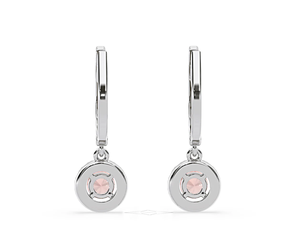Ella Pink Lab Diamond 1.48ct Halo Drop Earrings in 18K White Gold - Elara Collection - Image 46