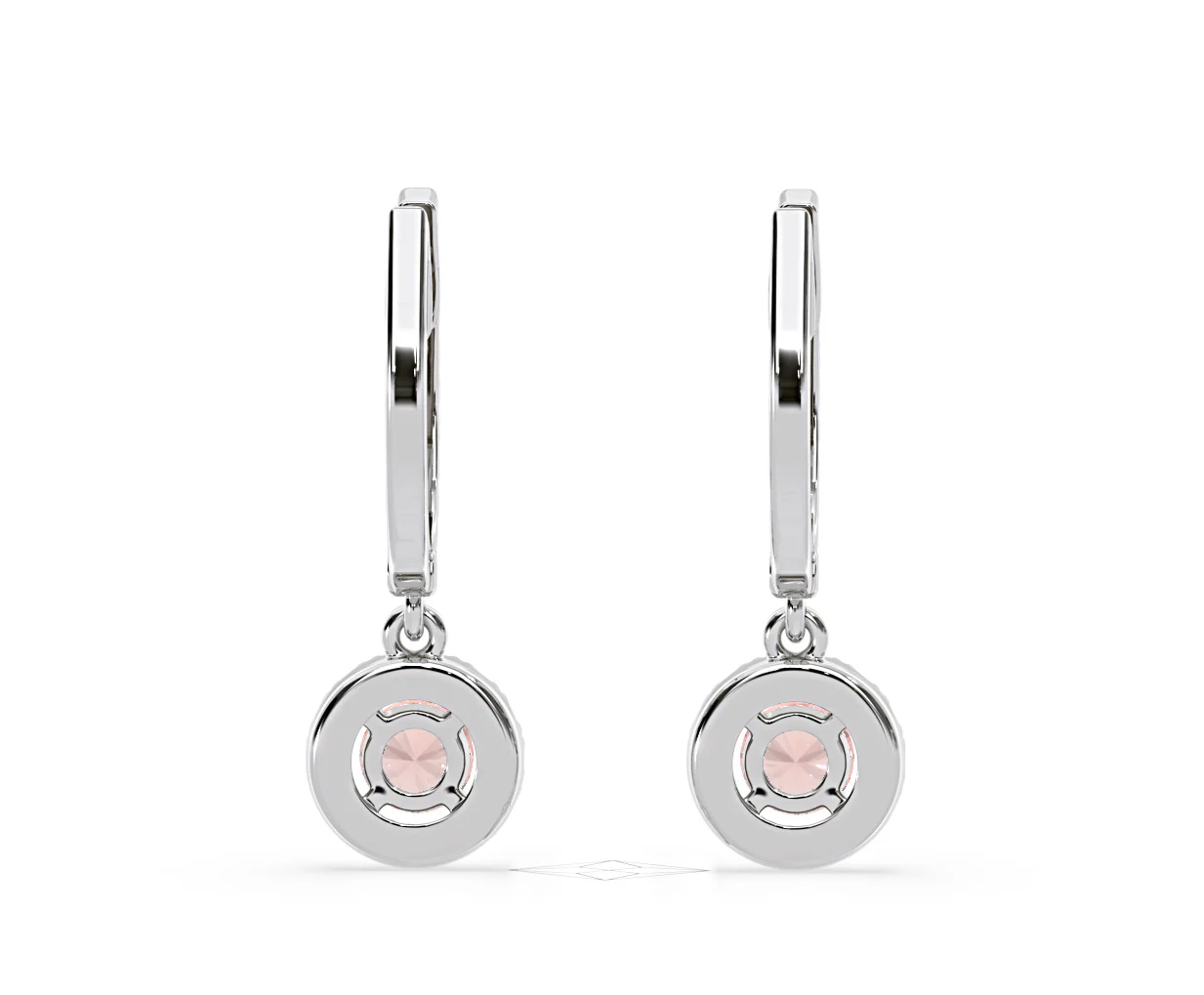 Ella Pink Lab Diamond 1.48ct Halo Drop Earrings in 18K White Gold - Elara Collection - Image 47